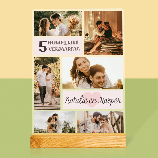 Fotocollage: 5De Huwelijksverjaardag - Afdruk Op Acrylglas (Verticaal)