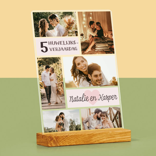 Fotocollage: 5De Huwelijksverjaardag - Afdruk Op Acrylglas (Verticaal)