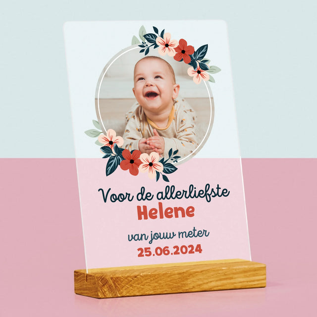 Foto En Handtekening: Voor Petekind - Afdruk Op Acrylglas (Verticaal)
