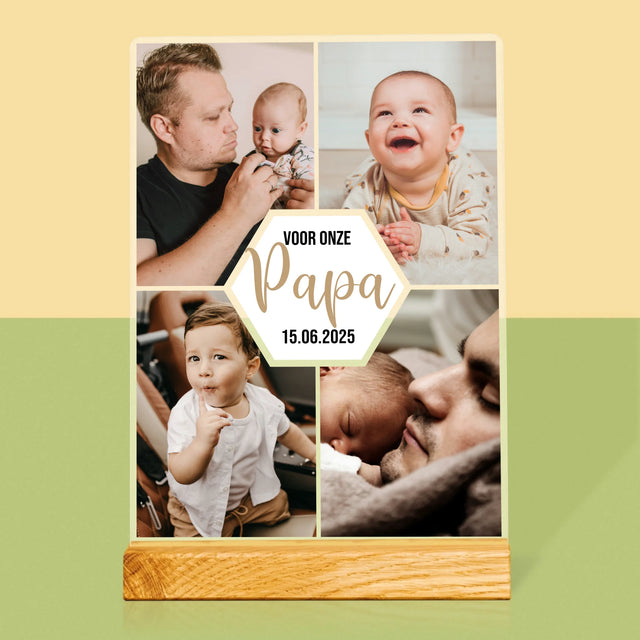 Fotocollage: Voor Onze Papa - Afdruk Op Acrylglas (Verticaal)