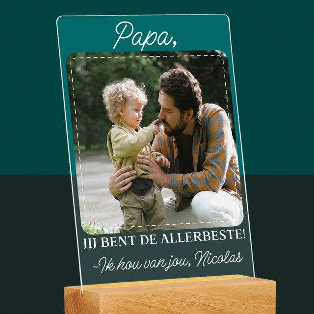 Foto En Handtekening: Allerbeste Papa - Afdruk Op Acrylglas (Verticaal)