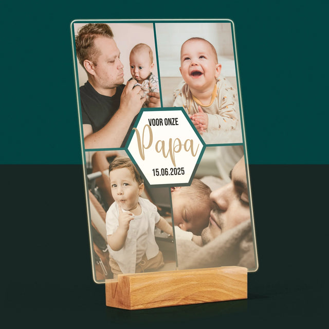 Fotocollage: Voor Onze Papa - Afdruk Op Acrylglas (Verticaal)