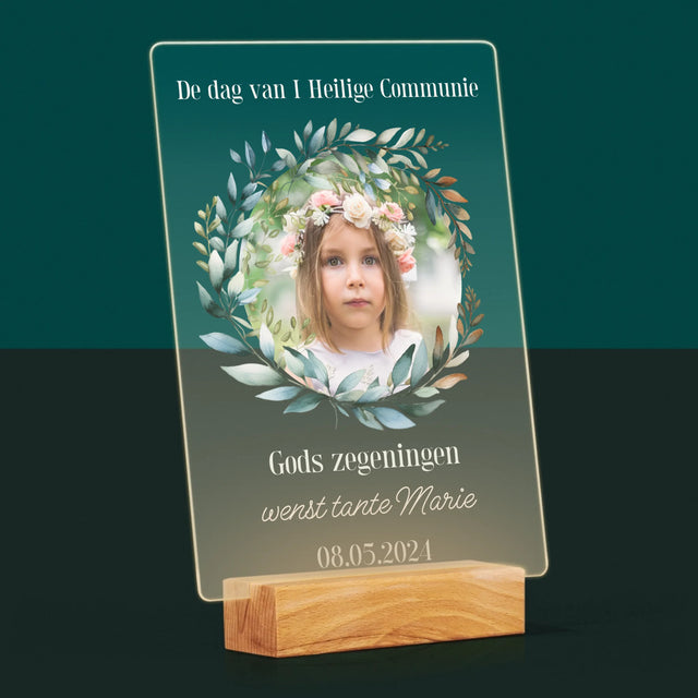 Foto En Handtekening: Op De Dag Van I Heilige Communie - Afdruk Op Acrylglas (Verticaal)