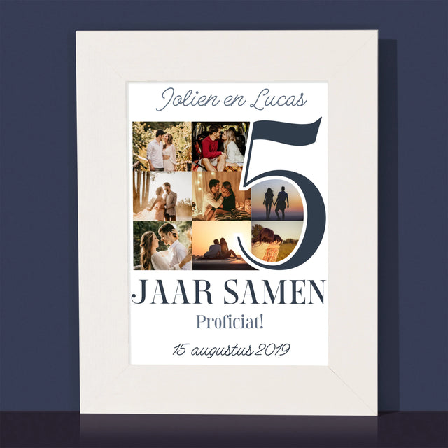 Fotocollage: 5 Jaar Samen - Fotokader (Horziontaal)