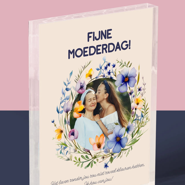 Foto En Handtekening: Fijne Moederdag - Acryl Blok