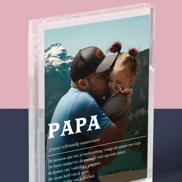 Foto En Handtekening: Definitie Papa - Acryl Blok