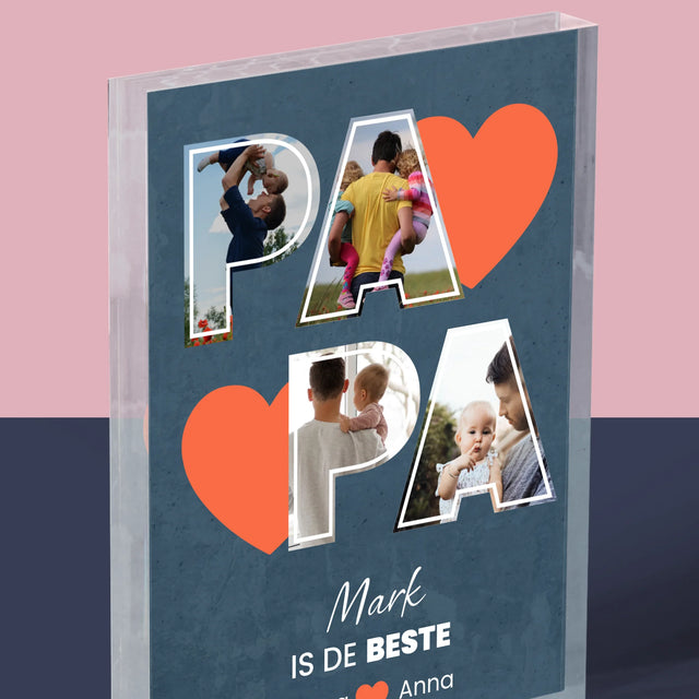 Fotocollage: Papa Is De Beste - Acryl Blok