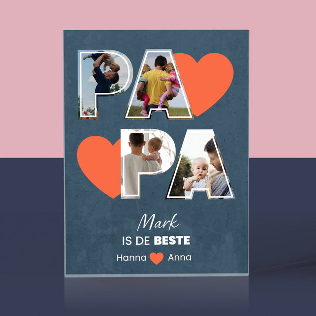 Fotocollage: Papa Is De Beste - Acryl Blok
