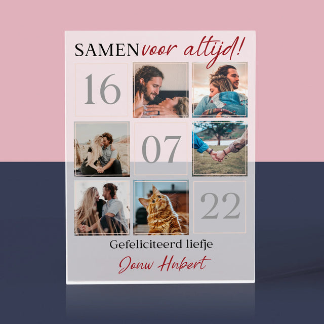 Fotocollage: Samen Voor Altijd - Acryl Blok