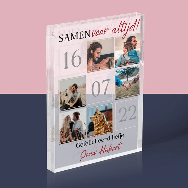 Fotocollage: Samen Voor Altijd - Acryl Blok