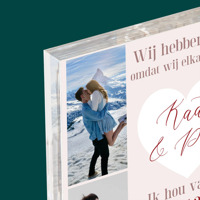Fotocollage: Wij Hebben Alles, Omdat Wij Elkaar Hebben - Acryl Blok