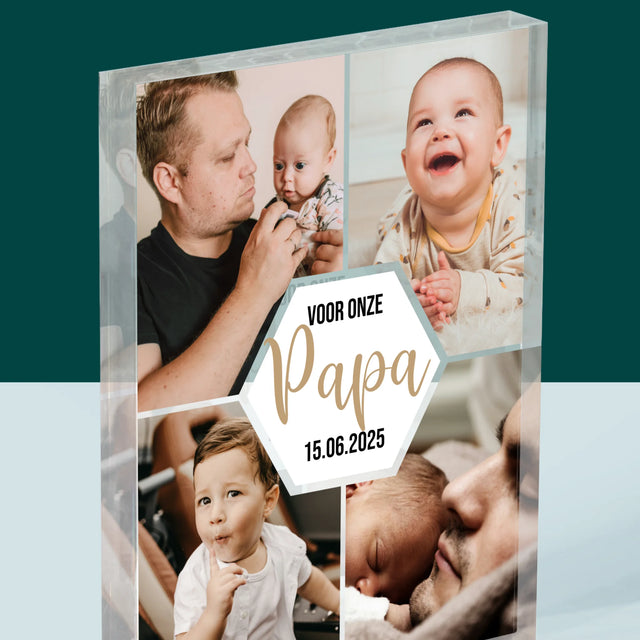 Fotocollage: Voor Onze Papa - Acryl Blok