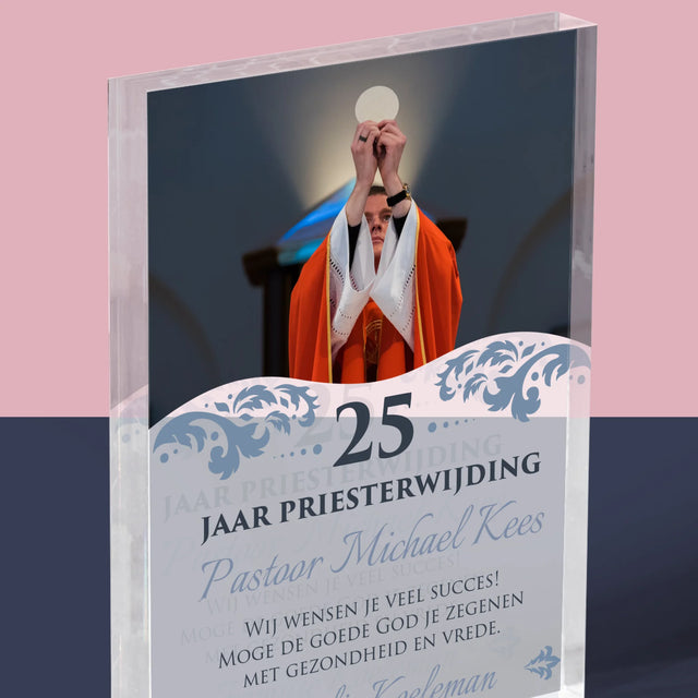 Foto En Handtekening: Priesterjubileum - Acryl Blok