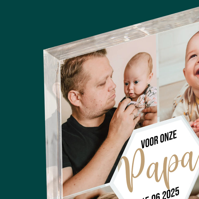 Fotocollage: Voor Onze Papa - Acryl Blok