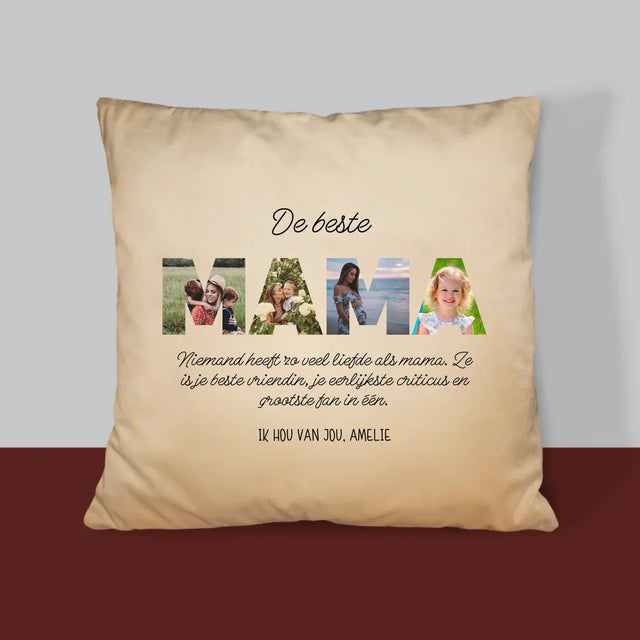 Woord Van Foto'S: De Beste Mama Ter Wereld - Kussen (Foto)