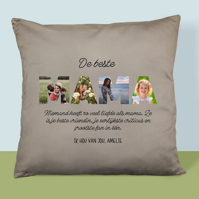 Woord Van Foto'S: De Beste Mama Ter Wereld - Kussen (Foto)