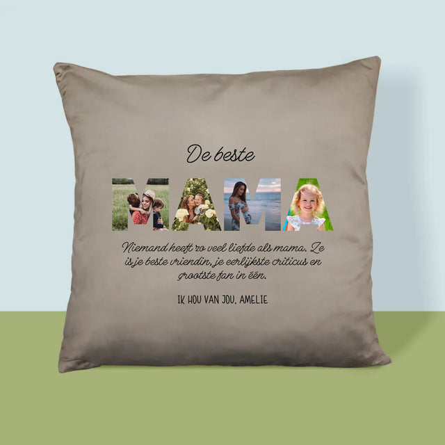 Woord Van Foto'S: De Beste Mama Ter Wereld - Kussen (Foto)