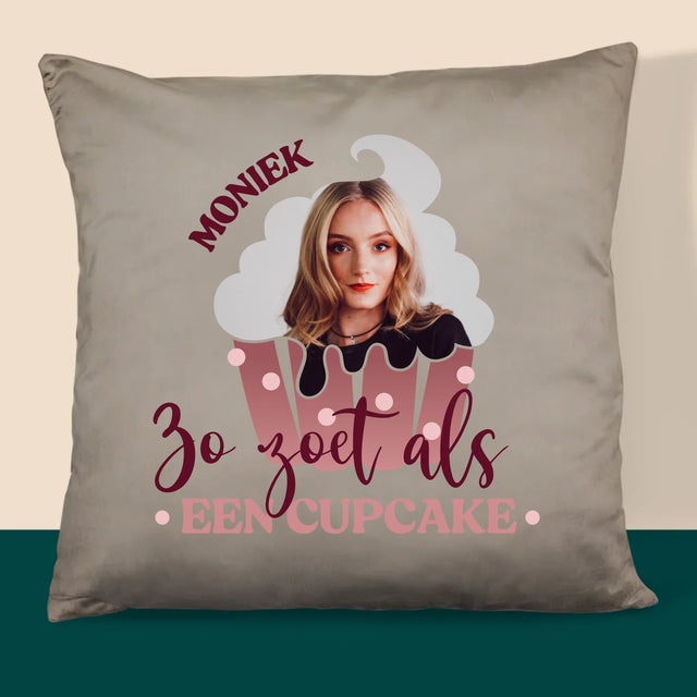 Foto En Handtekening: Zo Zoet Als Een Cupcake - Kussen (Foto)