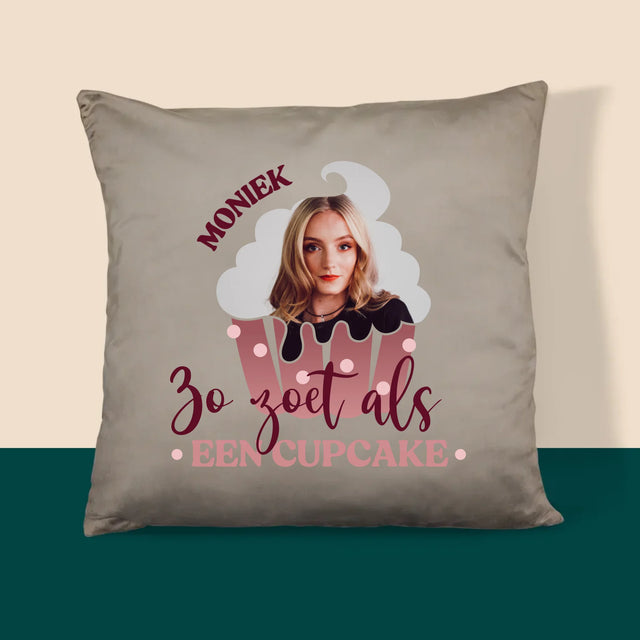Foto En Handtekening: Zo Zoet Als Een Cupcake - Kussen (Foto)