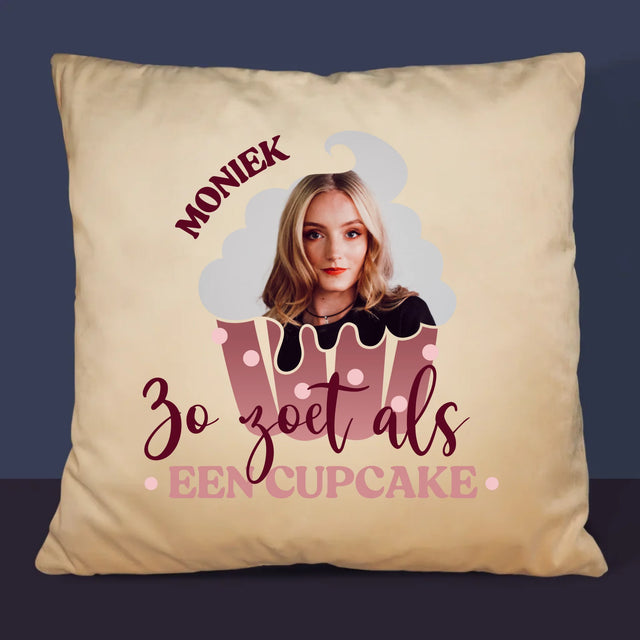 Foto En Handtekening: Zo Zoet Als Een Cupcake - Kussen (Foto)