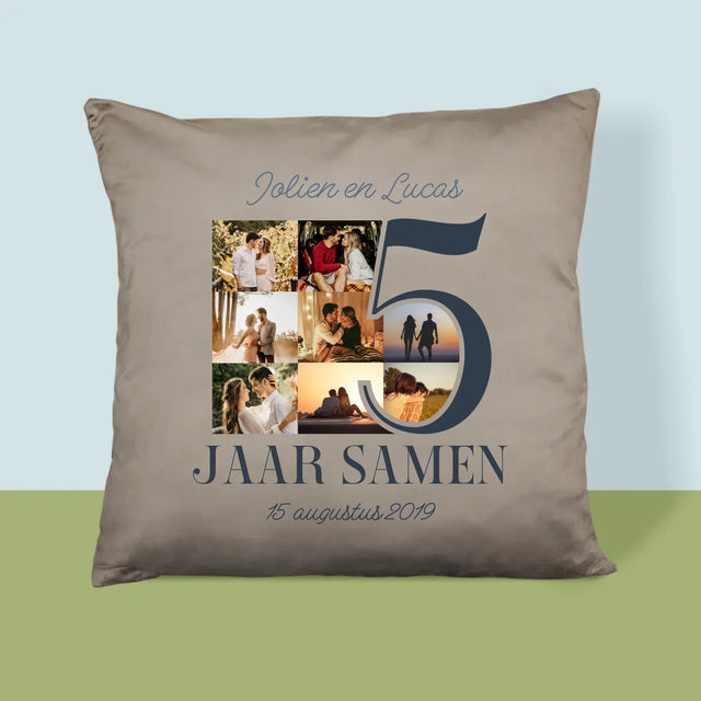 Fotocollage: 5 Jaar Samen - Kussen (Foto)