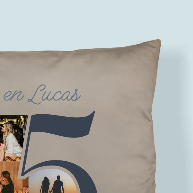 Fotocollage: 5 Jaar Samen - Kussen (Foto)