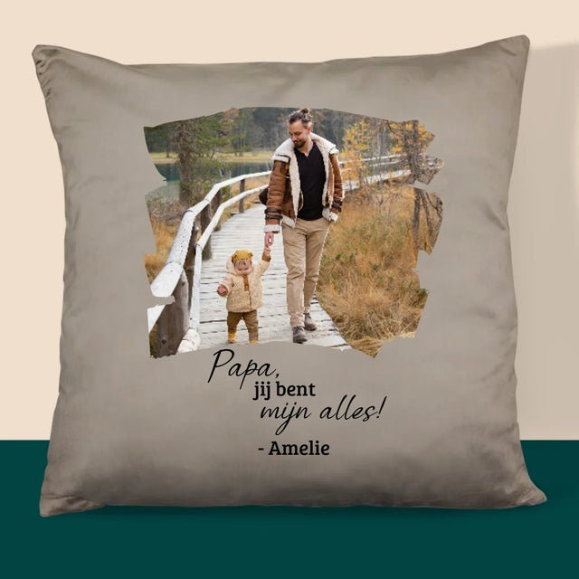 Foto En Handtekening: Kaartje Voor Papa - Kussen (Foto)