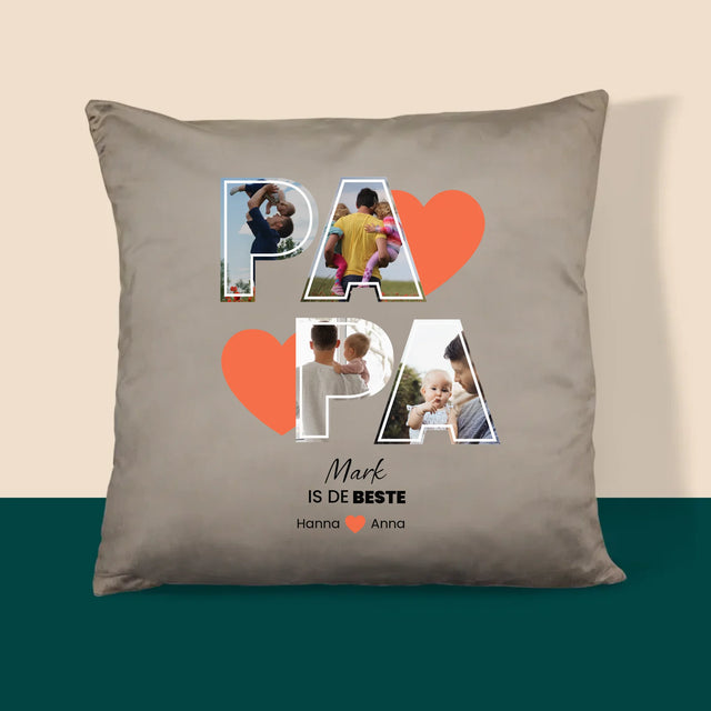 Fotocollage: Papa Is De Beste - Kussen (Foto)