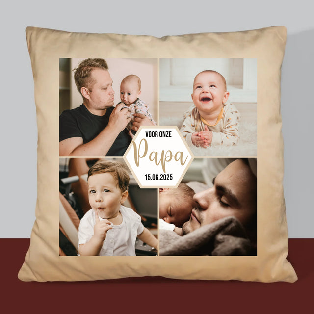 Fotocollage: Voor Onze Papa - Kussen (Foto)