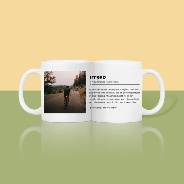 Foto En Handtekening: Definitie Fietser - Mok