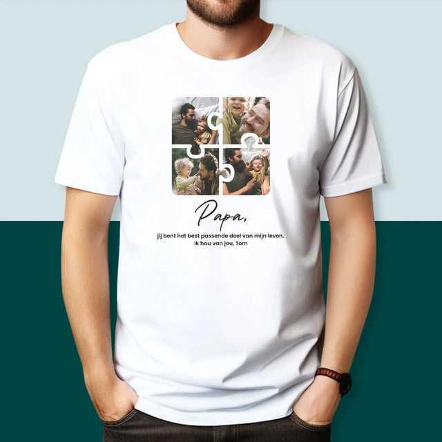 Fotocollage: Fotopuzzel, Papa - T-Shirt Voor Heren