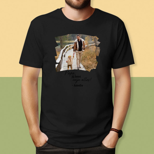 Foto En Handtekening: Kaartje Voor Papa - T-Shirt Voor Heren