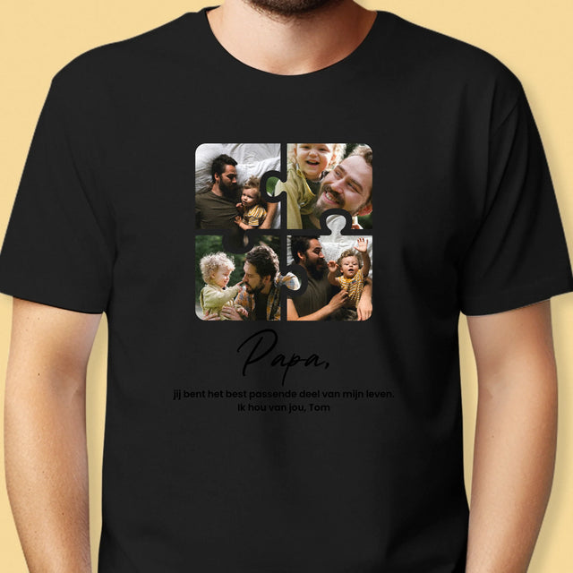 Fotocollage: Fotopuzzel, Papa - T-Shirt Voor Heren