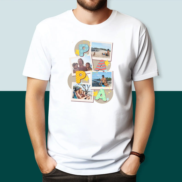 Fotocollage: Letters Papa - T-Shirt Voor Heren