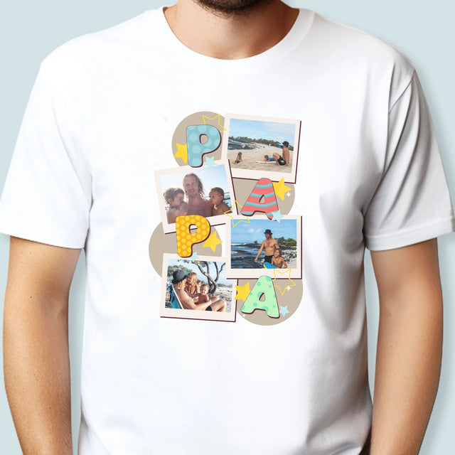 Fotocollage: Letters Papa - T-Shirt Voor Heren