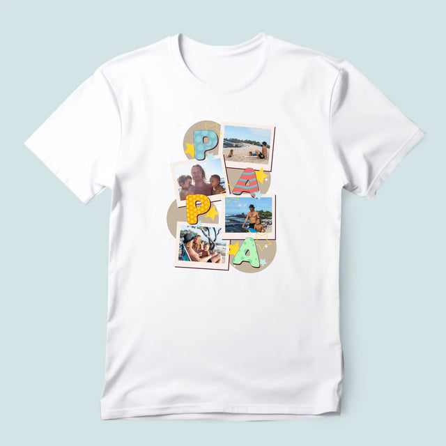 Fotocollage: Letters Papa - T-Shirt Voor Heren