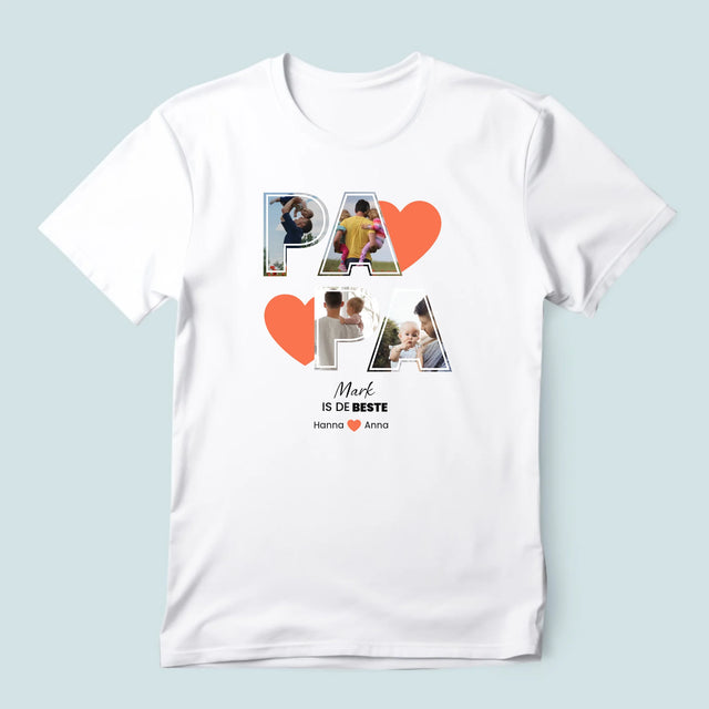 Fotocollage: Papa Is De Beste - T-Shirt Voor Heren