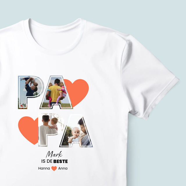 Fotocollage: Papa Is De Beste - T-Shirt Voor Heren