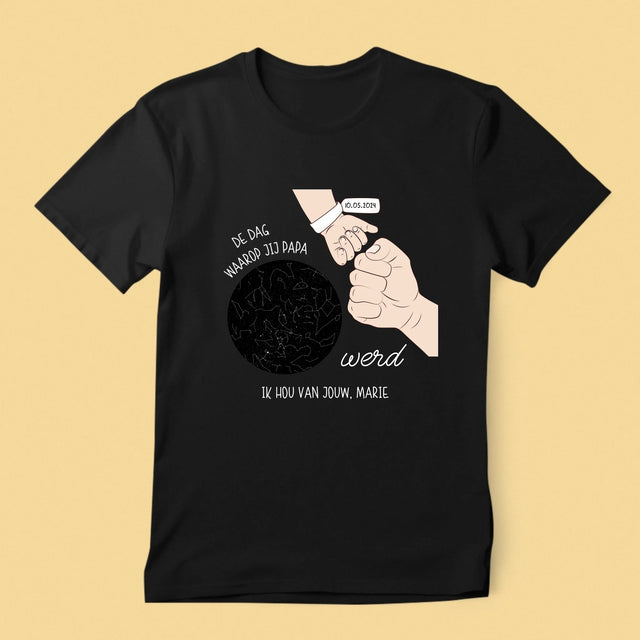 Starrenkaart: De Dag Waarop Jij Papa Werd - T-Shirt Voor Heren