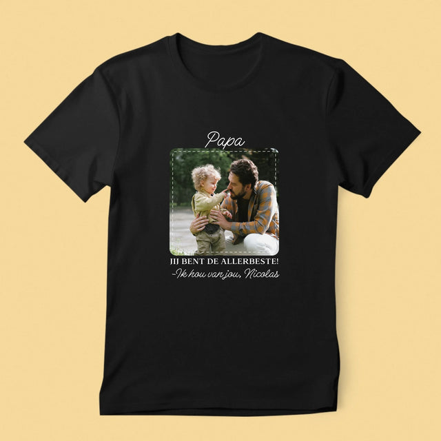 Foto En Handtekening: Allerbeste Papa - T-Shirt Voor Heren