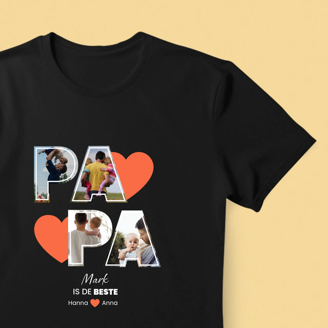 Fotocollage: Papa Is De Beste - T-Shirt Voor Heren