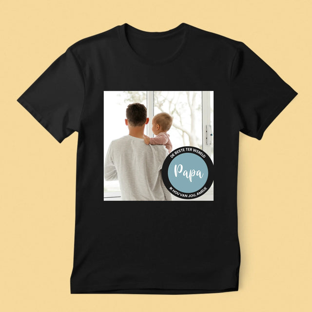 Foto En Handtekening: De Beste Papa Ter Wereld - T-Shirt Voor Heren