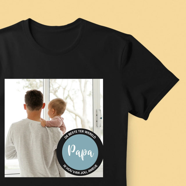 Foto En Handtekening: De Beste Papa Ter Wereld - T-Shirt Voor Heren