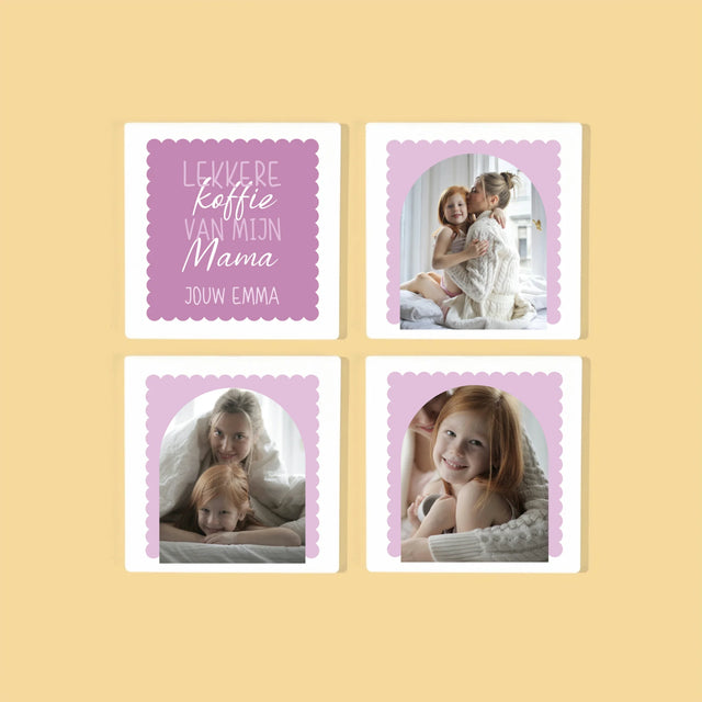 Fotocollage: Lekkere Koffie, Mama - Onderzetter