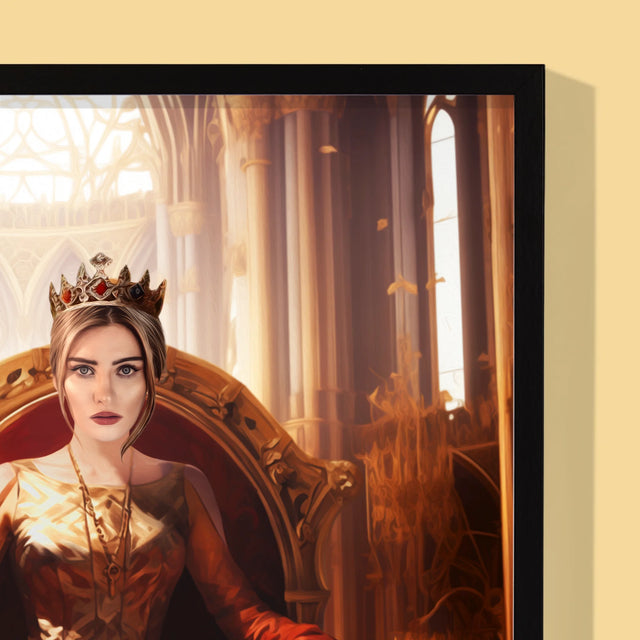 Koninklijk Portret: De Konigin In De Troonzaal  - Afdruk Met Frame 30X40 (Verticaal)