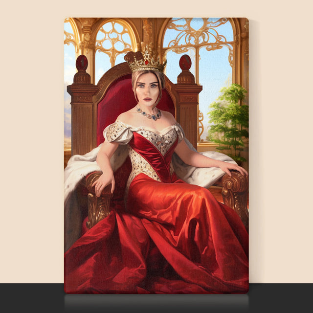 Koninklijk Portret: Koningin Op De Troon - Afdruk Met Frame 30X40 (Verticaal)