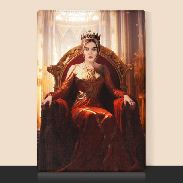 Koninklijk Portret: De Konigin In De Troonzaal  - Afdruk Met Frame 30X40 (Verticaal)