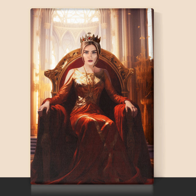 Koninklijk Portret: De Konigin In De Troonzaal  - Afdruk Met Frame 30X40 (Verticaal)