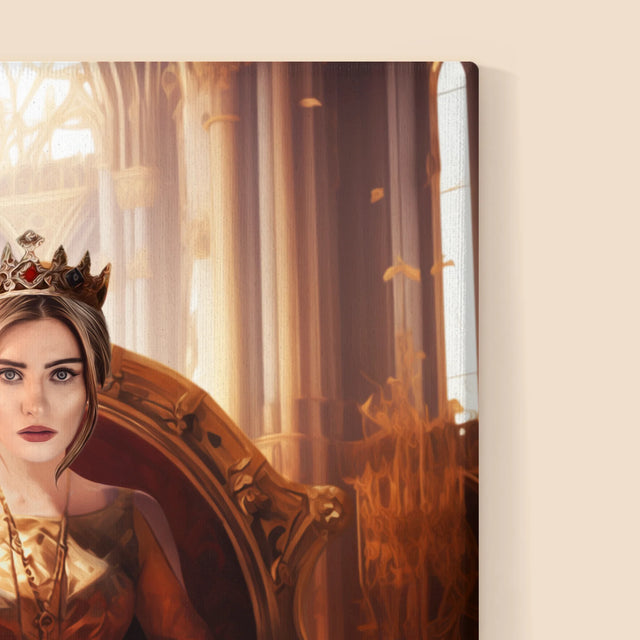 Koninklijk Portret: De Konigin In De Troonzaal  - Afdruk Met Frame 30X40 (Verticaal)