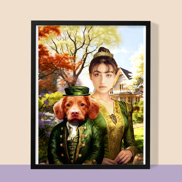 Koninklijk Portret: Dame Tijdens Wandeling - Afdruk Met Frame 30X40 (Verticaal)